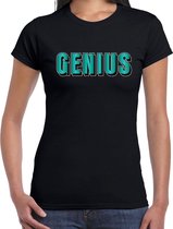 Genius t-shirt zwart met blauwe/groene letters voor dames S