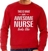 Awesome nurse/ verpleegkundige cadeau sweater / trui rood heren M