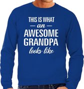 Awesome grandpa / opa cadeau sweater blauw heren L