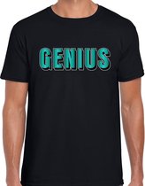 Genius t-shirt zwart met blauwe/groene letters voor heren L
