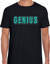 Genius t-shirt zwart met blauwe/groene letters voor heren M