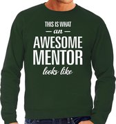 Awesome mentor - geweldige leermeester cadeau sweater groen heren - Vaderdag kado trui S
