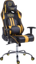Game stoel - Bureaustoel - Sportief - Lendenkussen - Verstelbaar - Kunstleer - Geel/zwart - 70x135x135 cm