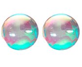 Clip Oorbellen- Olie kleur- Zilverkleur-Opaal-1 cm-Dames