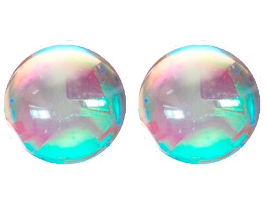 Clip Oorbellen- Olie kleur- Zilverkleur-Opaal-1 cm-Dames