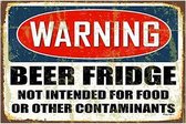 Metalen Bord Warning Beer Fridge 20x30cm