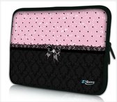 Laptophoes 17,3 inch patroon chic roze zwart - Sleevy - laptop sleeve - laptopcover - Sleevy Collectie 250+ designs