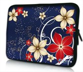 Sleevy 11,6 inch laptophoes rood/beige bloemen - laptop sleeve - laptopcover - Sleevy Collectie 250+ designs