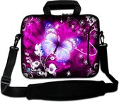 Sleevy 15,6 laptoptas grote vlinder paars/blauw