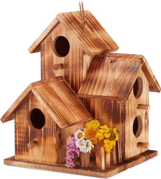 maison d'oiseaux relaxdays - bois - maison d'oiseaux - nichoir - maison en  bois 
