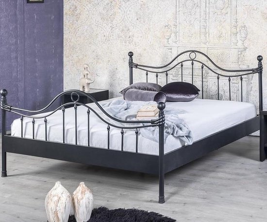 Bed Box Wonen - Lorena metalen bed - Zwart - 180x210 | bol.com