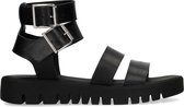 Sacha - Dames - Zwarte sandalen met dubbele gesp - Maat 37