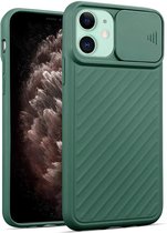 geschikt voor Apple iPhone 11 hoesje met camera slide cover - groen