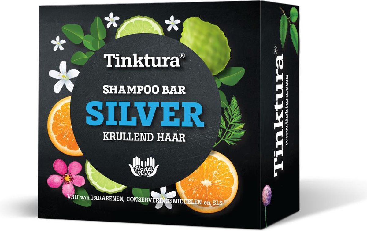 Tinktura - Shampoo bar - Silver - krullend - golvend - onhandelbaar haar - bergamot - sinaasappel - aardbei - vegan