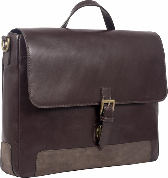 Hidesign lederen laptoptas / aktetas 'Corper' bruin