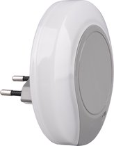 Stekkerlamp - Stekkerspot met Dag en Nacht Sensor Incl. Schakelaar - Trion Jiko - 0.4W - Warm Wit 3000K - Rond - Mat Grijs - Kunststof - BSE