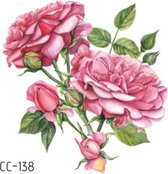 Temporary tattoo | tijdelijke tattoo | fake tattoo | roze bloemen met blaadjes | 60 x 60 mm