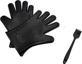 BBQ Handschoenen - Ovenwanten siliconen - Rubberen Ovenhandschoenen - 1 stuk - Inclusief Marinadekwast