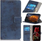 LG V60 ThinQ 5G Hoesje Retro Wallet Stand Kunst Leer Blauw