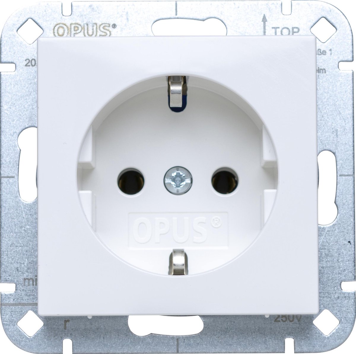 OPUS 55 1-voudig wandcontactdoos | stopcontact geaard PREMIUM glanzend wit - 50 stuks verpakking