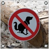 Tuinposter –Bord met Verboden Te Poepen voor Honden– 80x80 Foto op Tuinposter (wanddecoratie voor buiten en binnen)