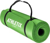 Athletix®‎ Premium NBR Fitnessmat - Yogamat - 183 x 61 x 1.5 cm - met Draagriem en Draagtas - Groen