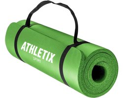 Athletix®‎ Premium NBR Fitnessmat - Yogamat - 183 x 61 x 1.5 cm - met Draagriem en Draagtas - Groen