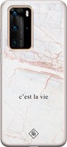 Huawei P40 Pro hoesje siliconen - C'est la vie | Huawei P40 Pro case | blauw | TPU backcover transparant