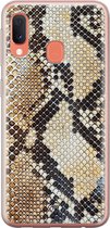 Samsung A20e hoesje siliconen - Snake / Slangenprint bruin | Samsung Galaxy A20e case | blauw | TPU backcover transparant
