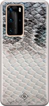 Huawei P40 Pro hoesje siliconen - Oh my snake | Huawei P40 Pro case | zwart | TPU backcover transparant