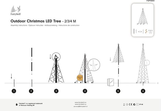 Fairybell LED Kerstboom voor buiten inclusief mast - 3 meter - 480 LEDs - Warm wit - Fairybell
