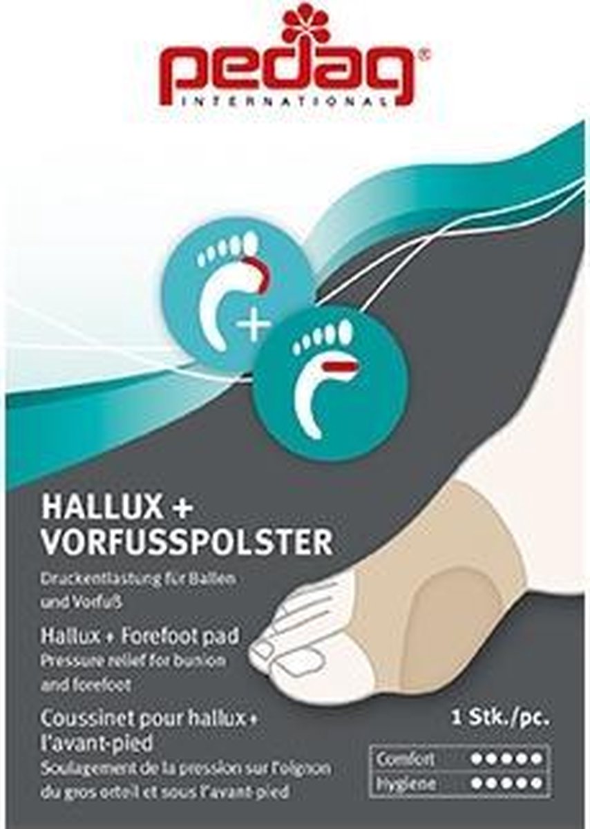 Maat 41 - 46 Hallux en voorvoet polster gel pad - Beschermt het gewricht van de grote teen en geeft demping aan de bal van de voet - Maat L XL