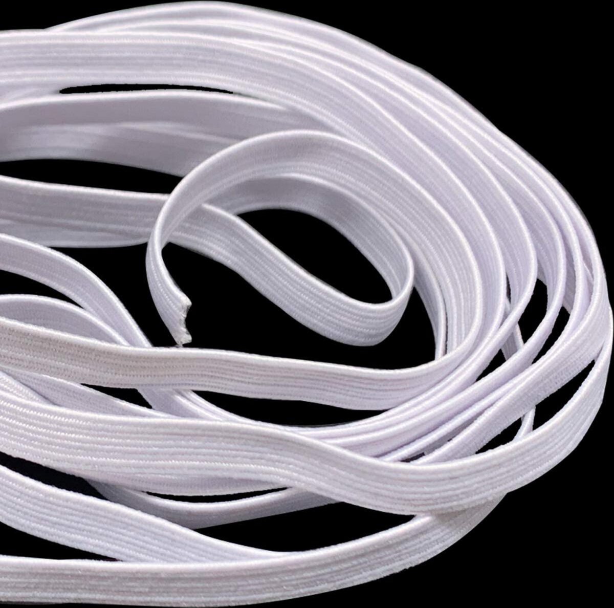 Cordon élastique plat tressé blanc pour la couture la confection de masques faciaux 6 mm NHS 