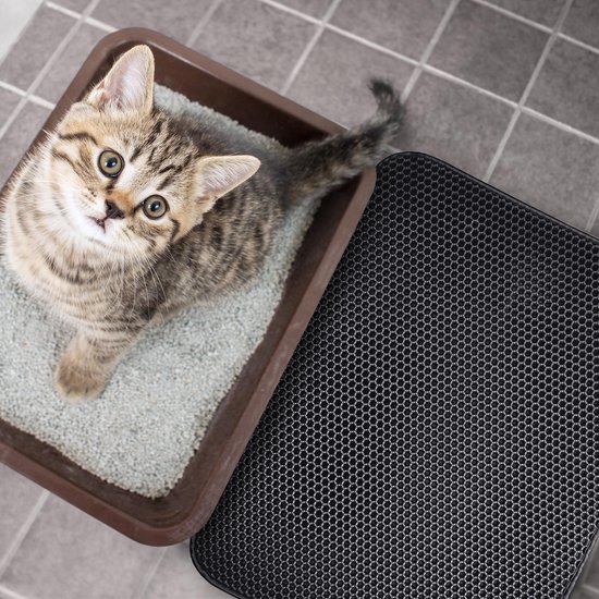 Tastelio XXL Kattenbakmat 75x55cm - groot Kattenbak mat met innovatieve honingraatstructuur - Dubbele waterdichte laag - Katten bak mat met eenvoudige reiniging grit opvanger