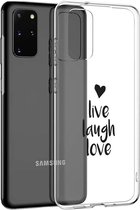 iMoshion Hoesje Geschikt voor Samsung Galaxy S20 Plus Hoesje Siliconen - iMoshion Design hoesje - Transparant / Zwart / Live Laugh Love