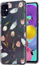 iMoshion Hoesje Geschikt voor Samsung Galaxy A51 Hoesje Siliconen - iMoshion Design hoesje - Groen / Transparant / Roze / Vintage Flowers