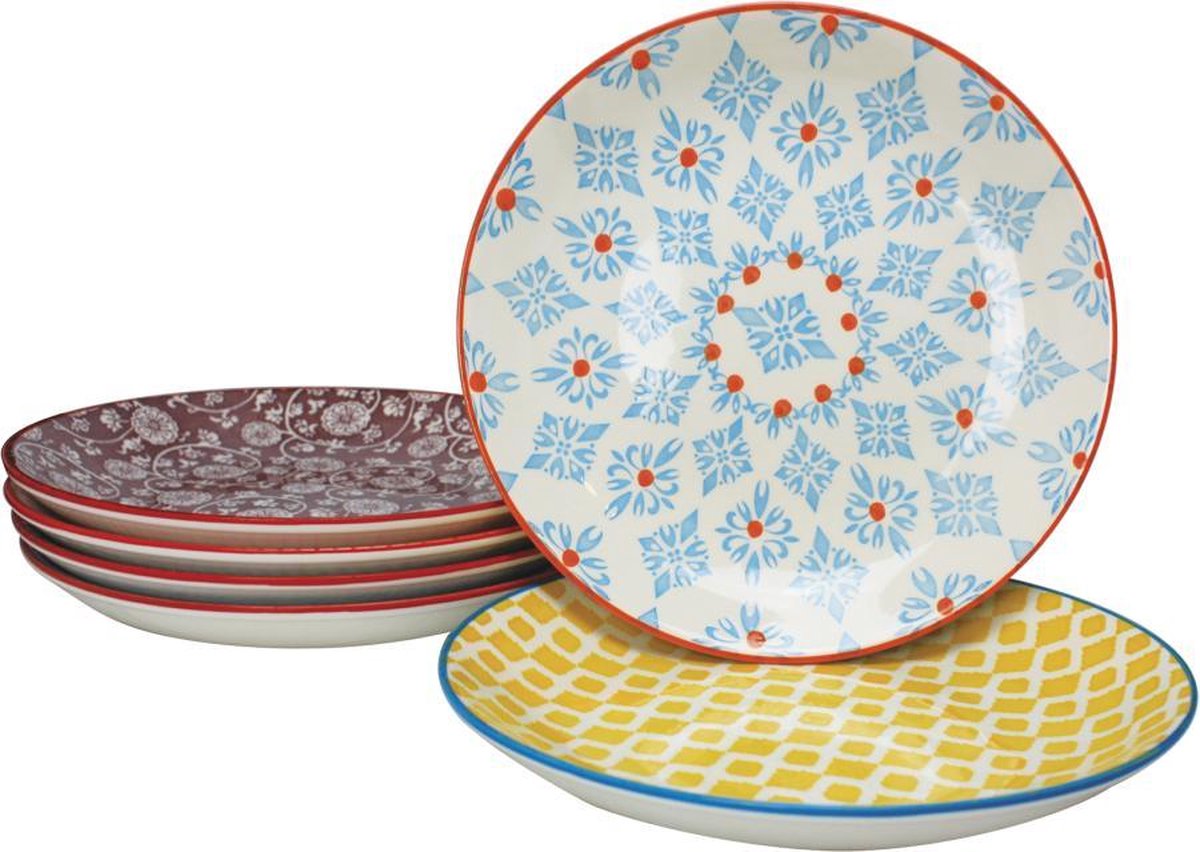 Dessertbord Sabae Ø 20 cm bontgekleurd - set 6 stuks - versie 1