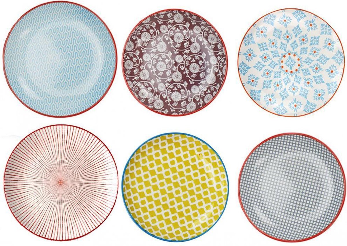 Bord Sabae Ø 26,5 cm bontgekleurd - set 6 stuks - versie 1