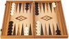 Afbeelding van het spelletje Eik-Walnoot Replica Backgammon met zijrekken - 48 x 30 cm  Top Kwaliteit