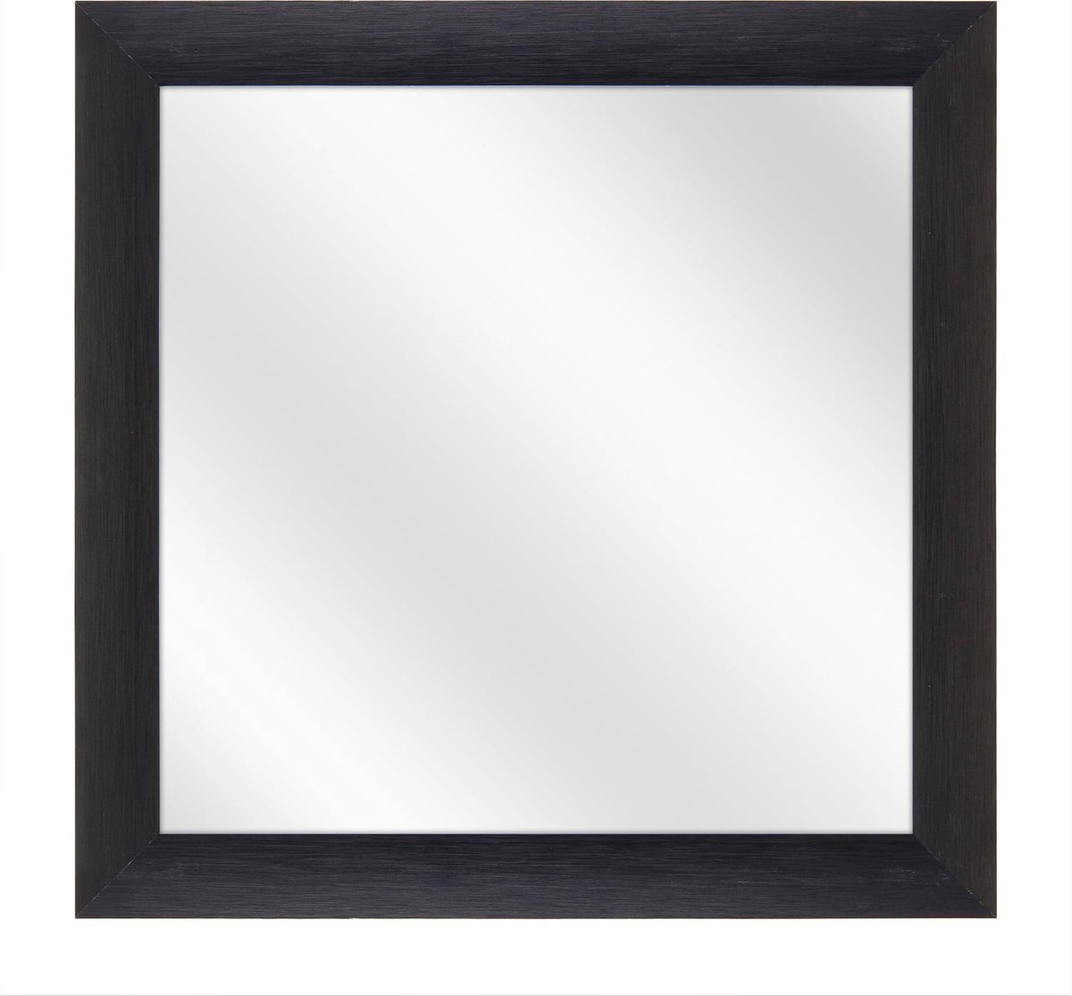 Spiegel met Brede Aluminium Lijst - Zwart Geschuurd - 40x40 cm