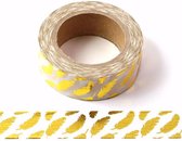 Washi tape - gold foild feathers - gouden veren | 15mm x 10m