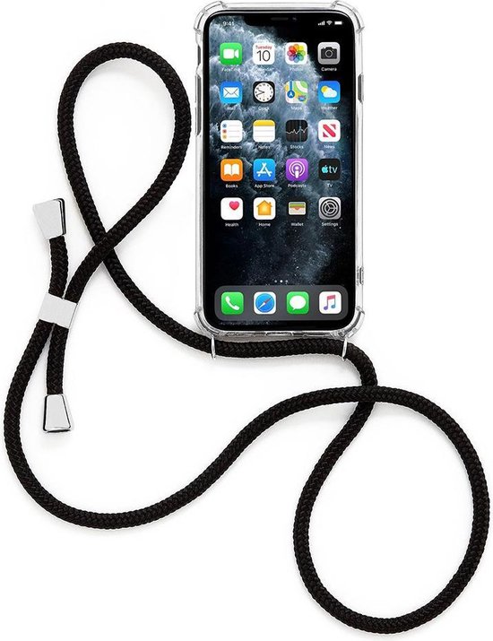 Hoesje met Koord voor iPhone 7-8-SE 2020 Telefoon / Mobiel | Zwart |  Backcover - Cover... | bol.com