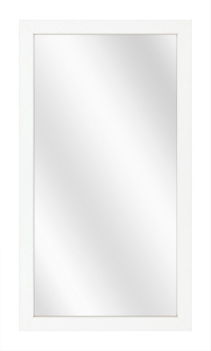 Spiegel met Vlakke Houten Lijst - Wit - 20x50 cm