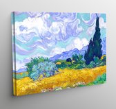 Canvas korenveld met cipressen - Vincent van Gogh - 70x50cm