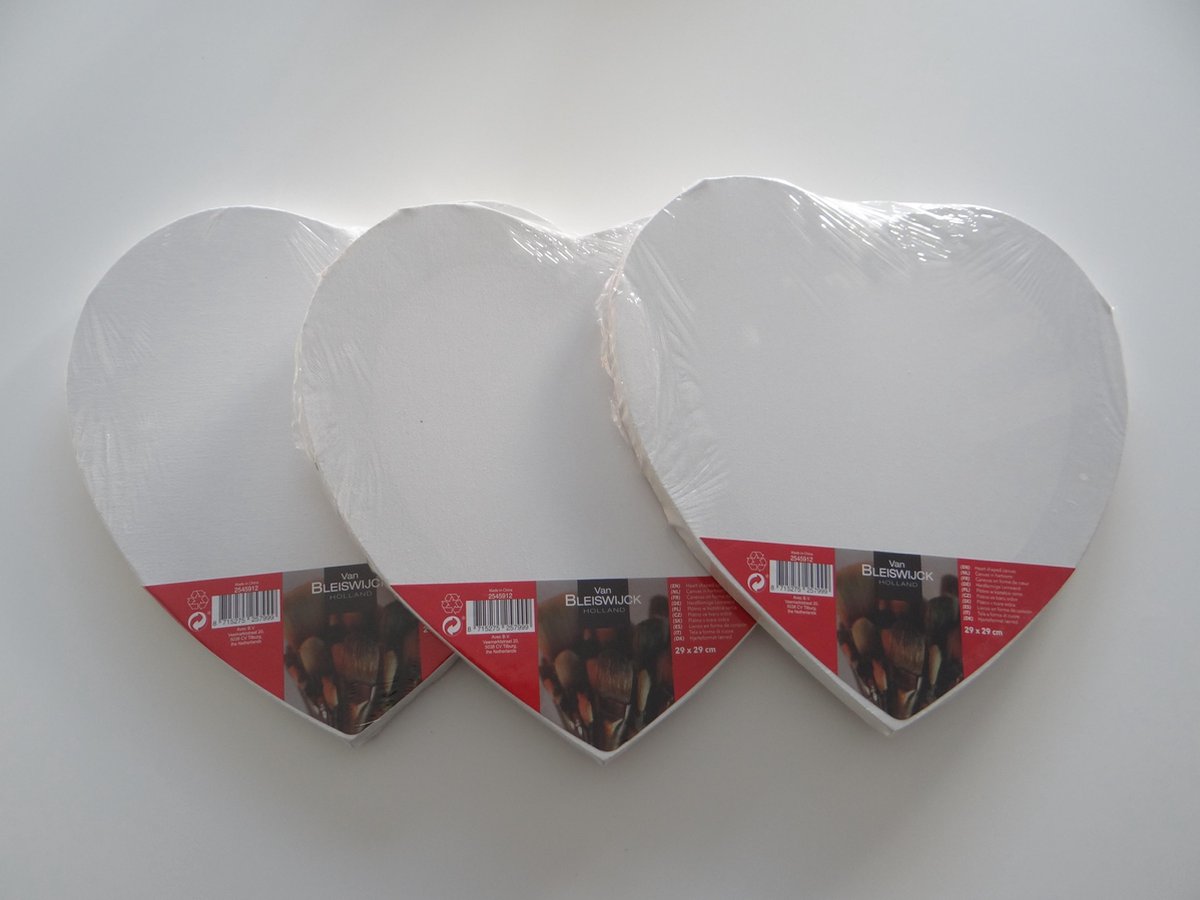 canvas schilders doek 29 X 29 Hartvorm 3stuks