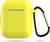 Siliconen Case Voor Apple AirPods 2 -  Hoesje Met Haak - Airpod Accessoire (Geel)