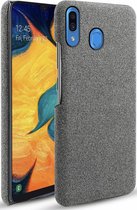 Samsung Galaxy A20 Backcover - Grijs - Stof textuur canvas