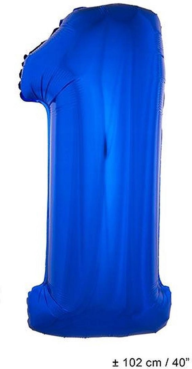 Folieballon Blauw Cijfer '1' Groot