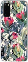 Casetastic Samsung Galaxy S20 4G/5G Hoesje - Softcover Hoesje met Design - Painted Protea Print