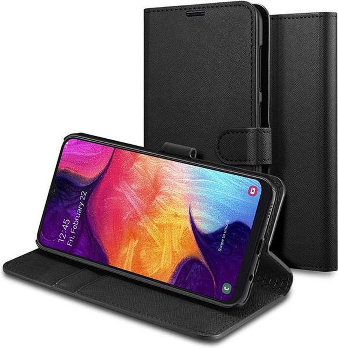 Galaxy S10 zwart Portemonnee Kunstleer Luxe Wallet Case -TPU hoesje met pasjes Flip Cover - Boek beschermen